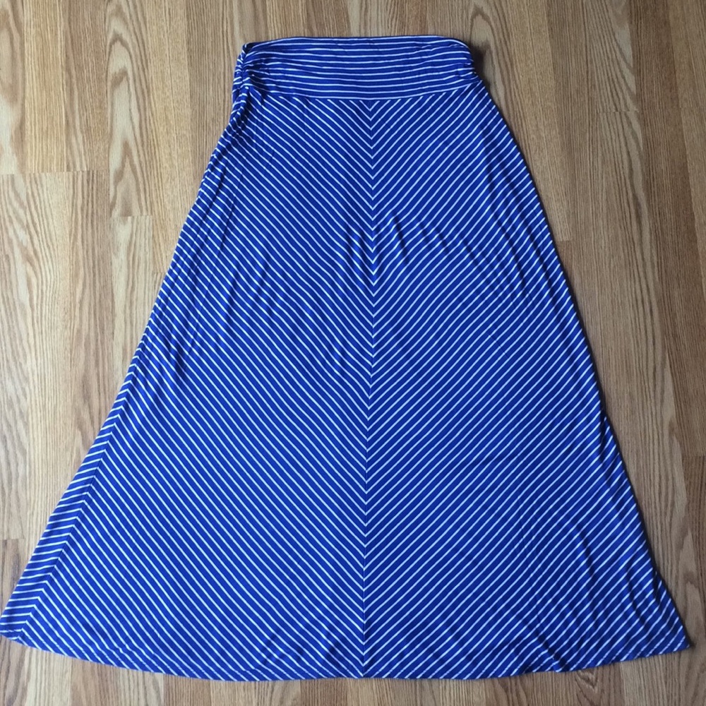Blue and white maxi skirt